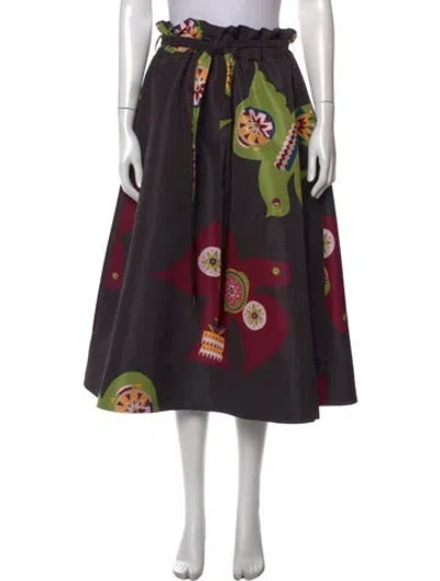 Pre-owned La Doublej Printed Midi Length Skirt In Black