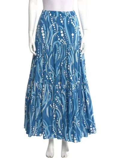 Pre-owned La Doublej Printed Midi Length Skirt In Blue