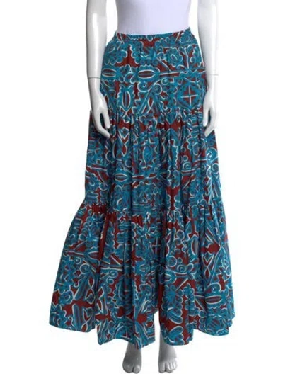 Pre-owned La Doublej Printed Midi Length Skirt In Blue