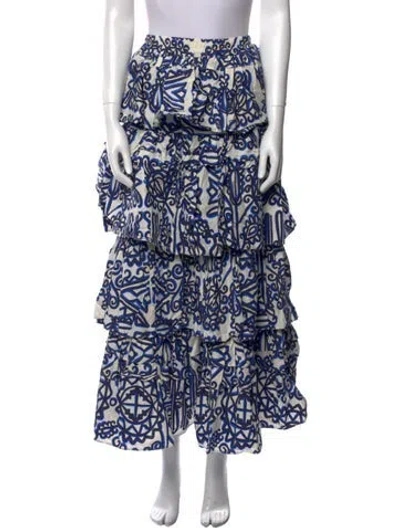 Pre-owned La Doublej Printed Midi Length Skirt In Blue