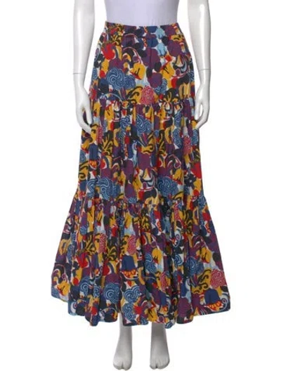 Pre-owned La Doublej Printed Midi Length Skirt In Blue