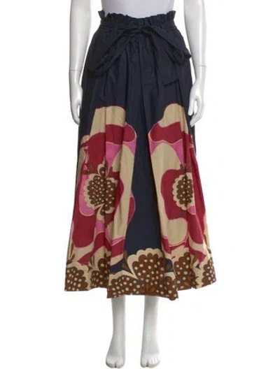 Pre-owned La Doublej Printed Midi Length Skirt In Blue