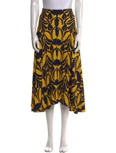 Pre-owned La Doublej Printed Midi Length Skirt In Gold