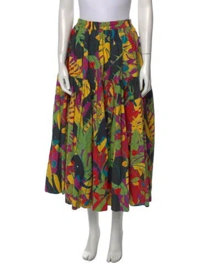 Pre-owned La Doublej Printed Midi Length Skirt In Green