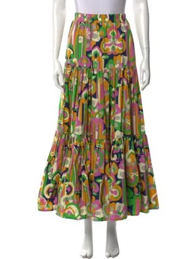 Pre-owned La Doublej Printed Midi Length Skirt In Green