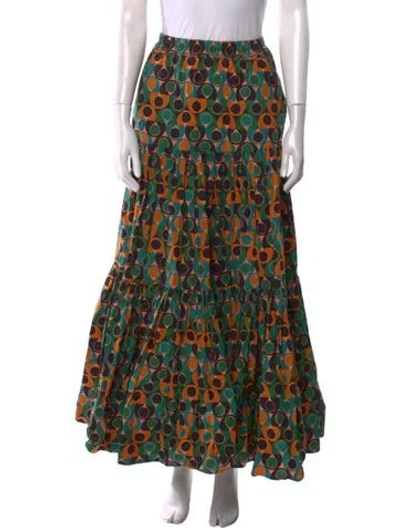 Pre-owned La Doublej Printed Midi Length Skirt In Green