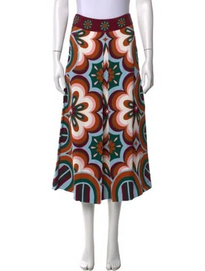 Pre-owned La Doublej Printed Midi Length Skirt In Green