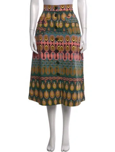 Pre-owned La Doublej Printed Midi Length Skirt In Green