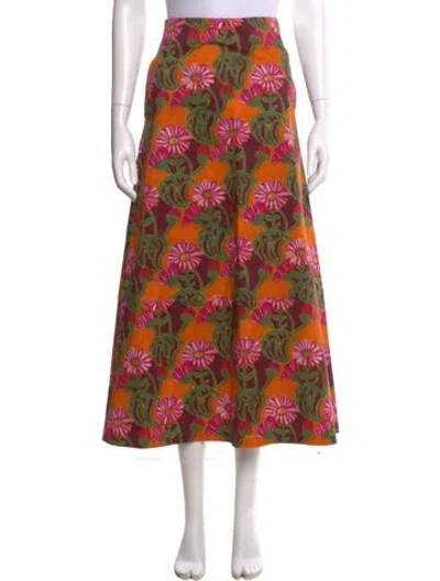 Pre-owned La Doublej Printed Midi Length Skirt In Orange