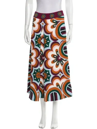 Pre-owned La Doublej Printed Midi Length Skirt In Orange