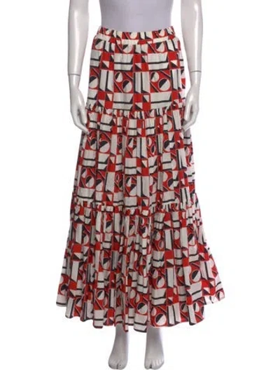 Pre-owned La Doublej Printed Midi Length Skirt In Red