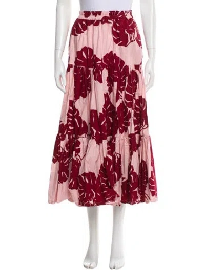 Pre-owned La Doublej Printed Midi Length Skirt In Red