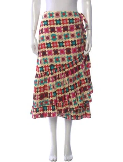 Pre-owned La Doublej Printed Midi Length Skirt In Yellow
