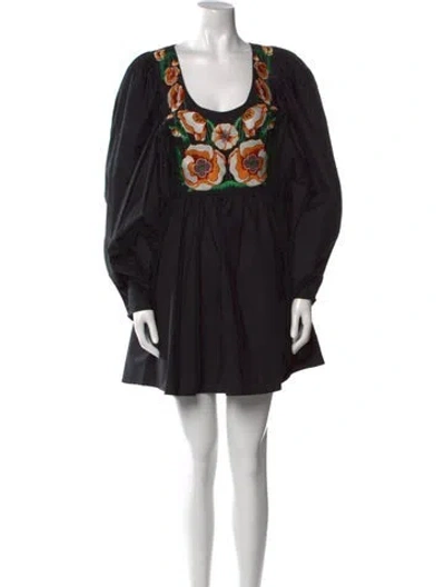 Pre-owned La Doublej Printed Mini Dress In Black