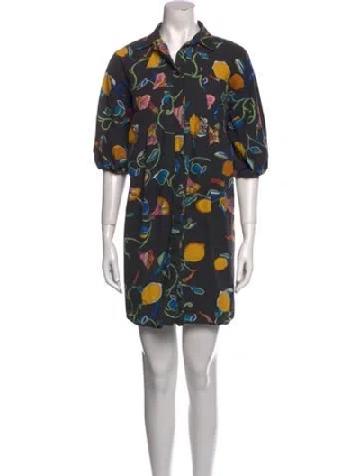 Pre-owned La Doublej Printed Mini Dress In Black