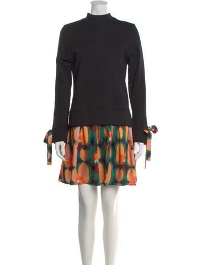 Pre-owned La Doublej Printed Mini Dress In Black