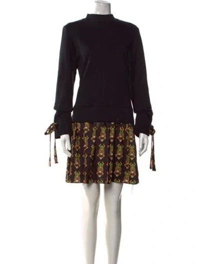 Pre-owned La Doublej Printed Mini Dress In Black