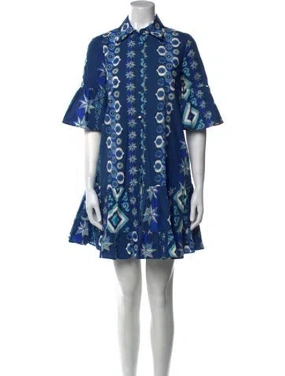 Pre-owned La Doublej Printed Mini Dress In Blue