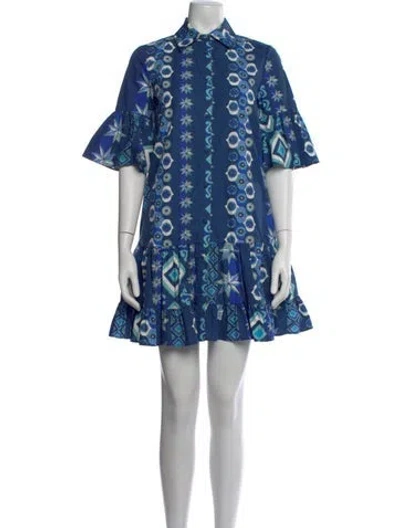 Pre-owned La Doublej Printed Mini Dress In Blue