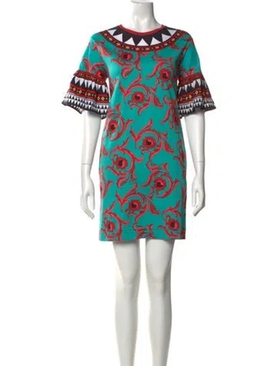 Pre-owned La Doublej Printed Mini Dress In Blue