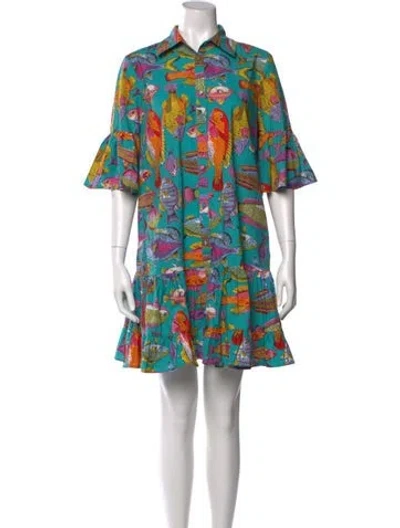 Pre-owned La Doublej Printed Mini Dress In Blue