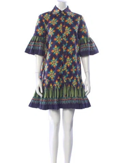 Pre-owned La Doublej Printed Mini Dress In Blue