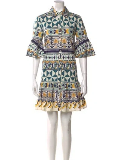 Pre-owned La Doublej Printed Mini Dress In Blue