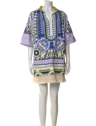 Pre-owned La Doublej Printed Mini Dress In Blue