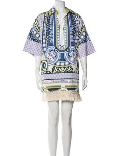 Pre-owned La Doublej Printed Mini Dress In Blue