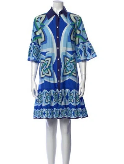Pre-owned La Doublej Printed Mini Dress In Blue