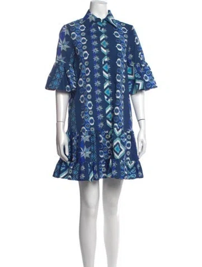 Pre-owned La Doublej Printed Mini Dress In Blue