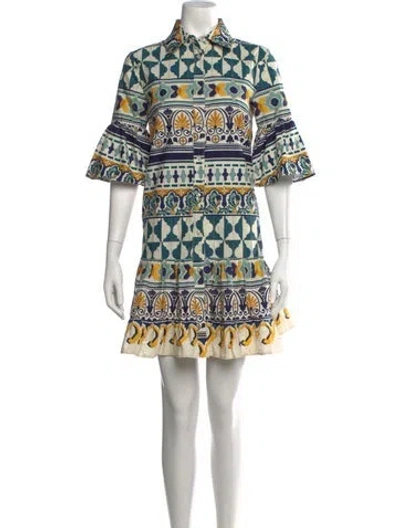 Pre-owned La Doublej Printed Mini Dress In Blue