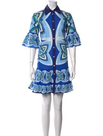 Pre-owned La Doublej Printed Mini Dress In Blue