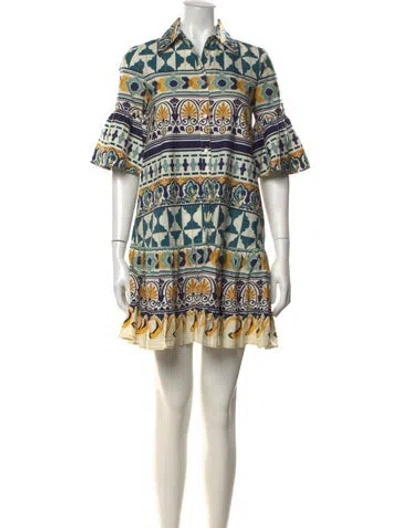 Pre-owned La Doublej Printed Mini Dress In Blue