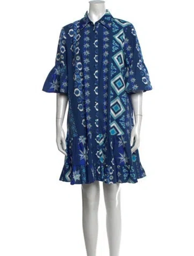 Pre-owned La Doublej Printed Mini Dress In Blue