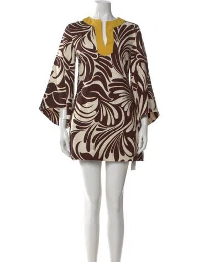 Pre-owned La Doublej Printed Mini Dress In Brown