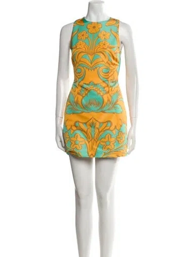 Pre-owned La Doublej Printed Mini Dress In Green