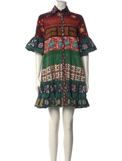 Pre-owned La Doublej Printed Mini Dress In Green