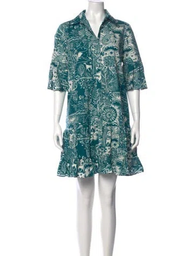 Pre-owned La Doublej Printed Mini Dress In Green