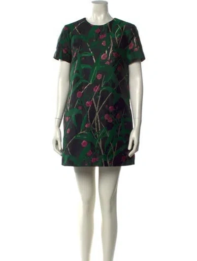 Pre-owned La Doublej Printed Mini Dress In Green