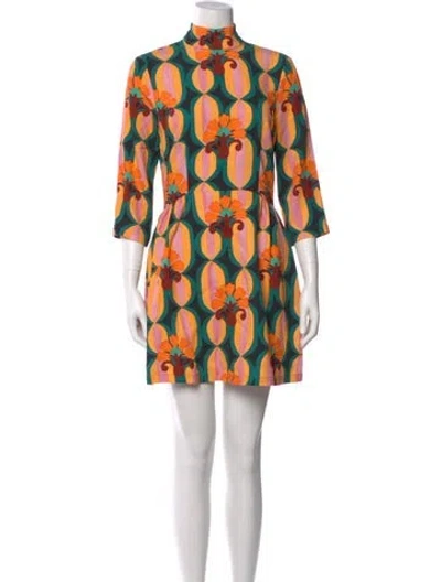 Pre-owned La Doublej Printed Mini Dress In Green