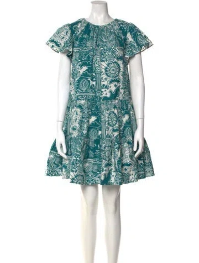 Pre-owned La Doublej Printed Mini Dress In Green