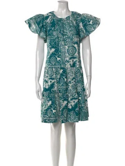 Pre-owned La Doublej Printed Mini Dress In Green