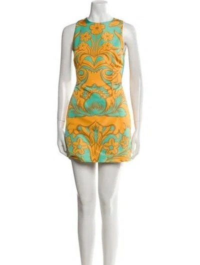 Pre-owned La Doublej Printed Mini Dress In Green