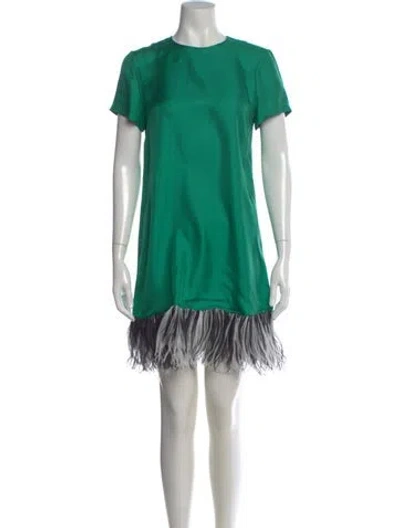 Pre-owned La Doublej Printed Mini Dress In Green