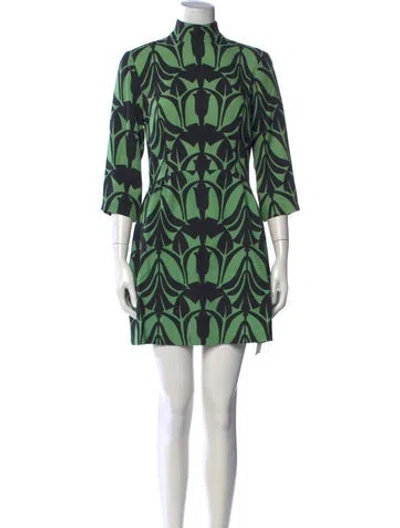 Pre-owned La Doublej Printed Mini Dress In Green