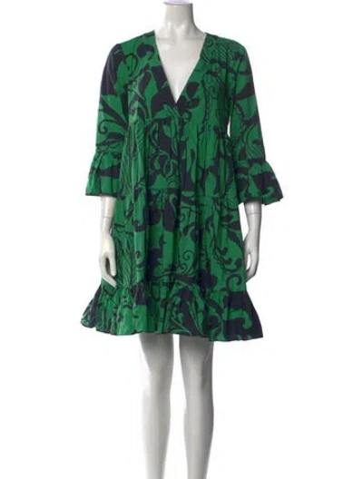 Pre-owned La Doublej Printed Mini Dress In Green