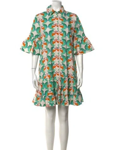 Pre-owned La Doublej Printed Mini Dress In Green/neutrals