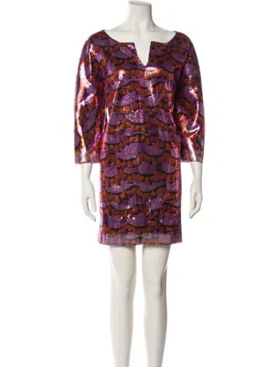 Pre-owned La Doublej Printed Mini Dress In Purple