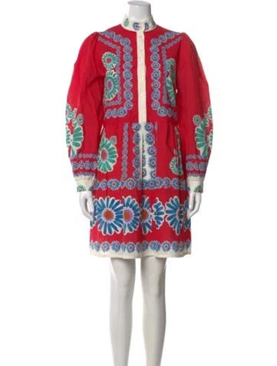 Pre-owned La Doublej Printed Mini Dress In Red